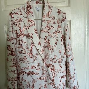 Bar III Cream Blazer with Rust Toile Print